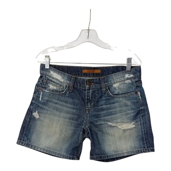 Joe's Jeans Women's Distressed Medium Wash Jean Shorts Size W 27 Low Rise Cotton - Picture 1 of 15